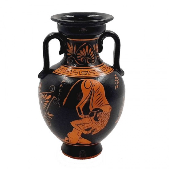 Greek Pottery ,Red figure Amphora 17cm,Hercules with Nemean Lion