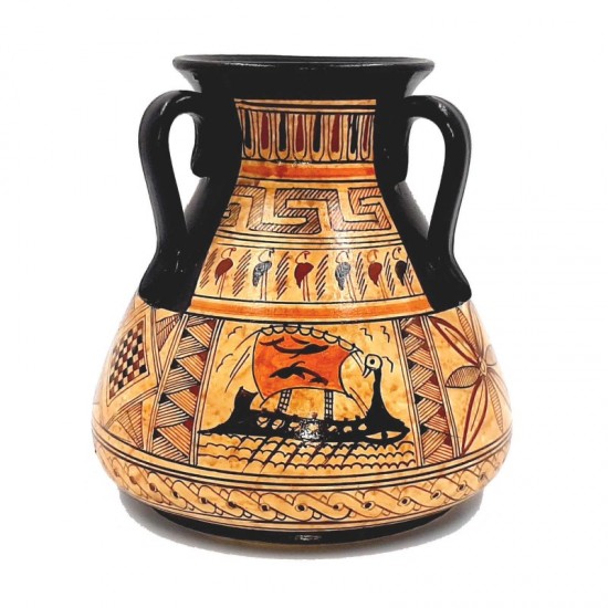 Greek Pottery Vase 15cm ,Geometric Art Painting