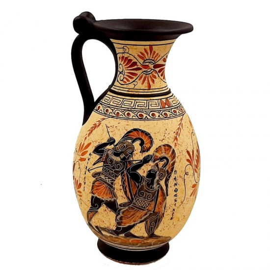 Greek Vase Jar,Oinochoe 26cm,Showing Achilles killing Penthesilea