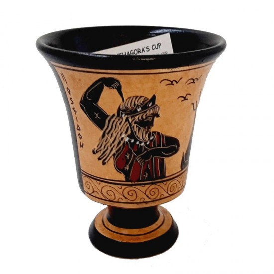 Pythagorean cup,Greedy Cup 11cm,Black Figure painting, shows God Poseidon