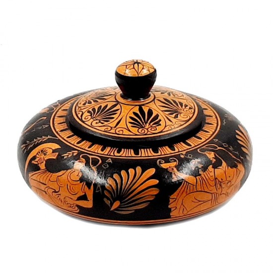 Pyxis 14cm,Greek Ceramic Red Figure Pottery,Olympian Gods